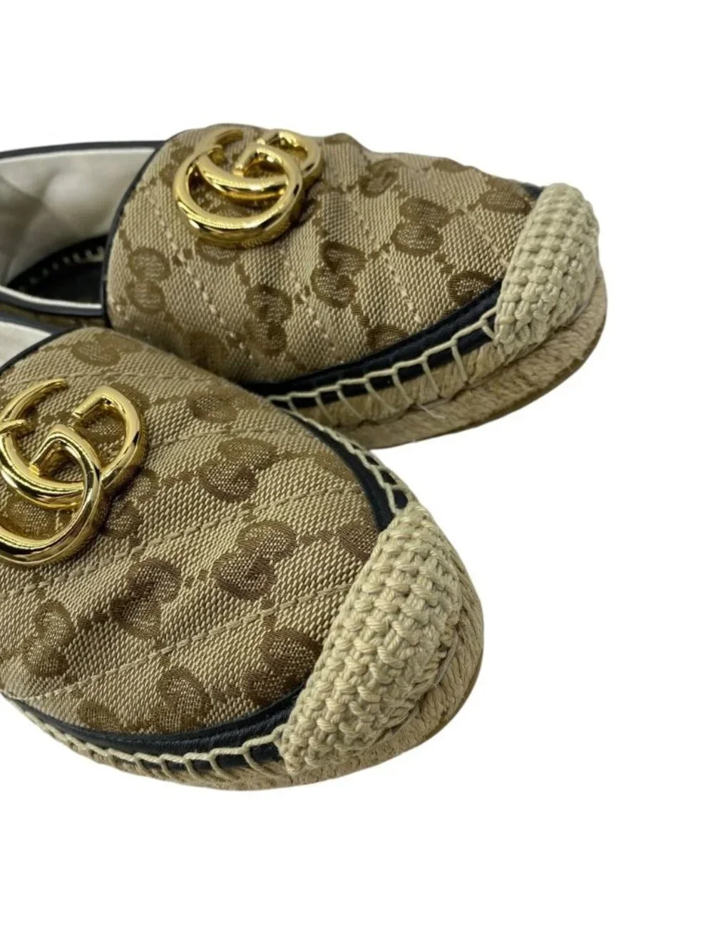 Gucci GG Matelasse Espadrille Canvas Leather Beige